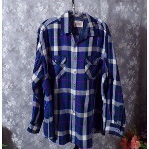 Vintage 80s Plaid Shirt Size XL 1980s Saugatuck Drygoods Co Chore Cabin Grunge